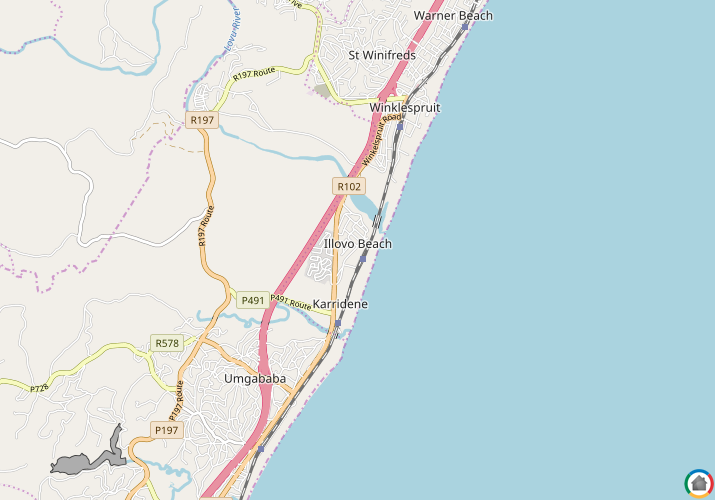 Map location of Illovo Beach